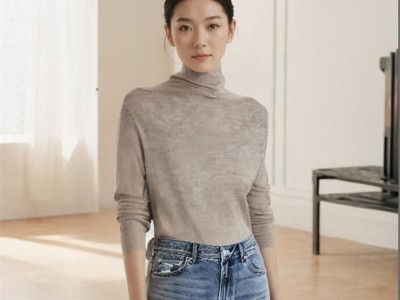温碧霞代言IRENENA服装高领长袖打底衫气质百搭显瘦上衣图1